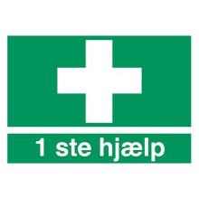 Skilt H400 F&oslash;rstehj&aelig;lp 210x297 plast product photo