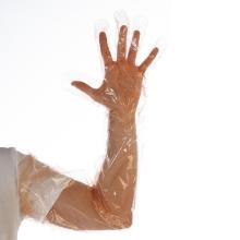 Disposable long PE glove - smooth - orange product photo