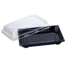 Plastbakke rekt sort PS 330ml 170x120x40mm m/klart låg Sushi product photo