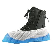 Shoe cover non-woven material top and blue CPE sole product photo
