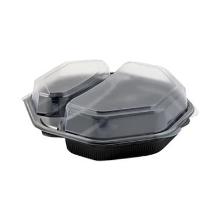 Lunchbakke Octaview sort/klar PS 2-rums 190x190x60mm m/l&aring;g product photo
