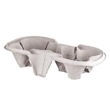 Cup carrier for 2 cups grey unbleached cardboard 215x108x35mm product photo