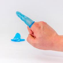 Fingerh&aelig;tte til enkeltfinger bl&aring; product photo