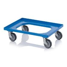 Dolly 610x410mm light blue plastic with 4 swivel TPE wheels product photo