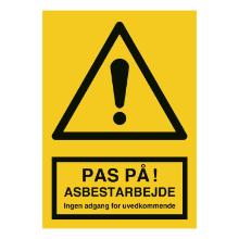 Skilt Asbestarbejde A4 210x297 plast product photo