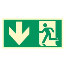 Sign 132.007 Escape route down 200x400 luminescent vinyl product photo