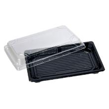 Sushi tray 220x140x40 mm PS Black/Clear lid product photo