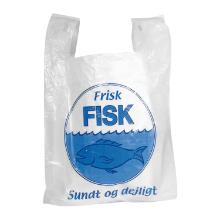 B&aelig;repose T-shirt p&aring; blok Frisk Fisk hvid 50% rec. LDPE 300/100x515mm 31my product photo