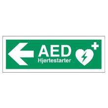 Sign Hjertestarter AED with left arrow 105x297mm plastic product photo