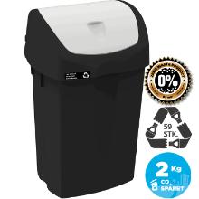 Affaldsspand 50l 310x400x640mm sort med hvidt vippelåg - Førpris: 694.00 product photo