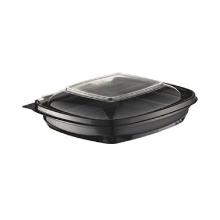 Bæger Squarepack kvad sort/klar PET 150ml 130x127x30mm m/låg product photo