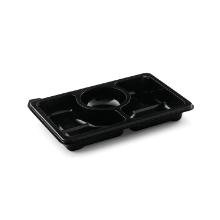 Plasttray black rPET 250x166x33mm Tapas 3-comp product photo