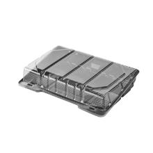 Lunchtray rect clear/black PET 267x184x58 w/lid 4pcs.of bread product photo