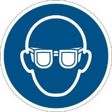 Label self-adhesive A251 Eye protection required &Oslash; 100 mm vinyl product photo