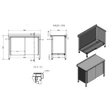 Arbejdsbord RF 1200x600x900mm bagkant underhylde l&aring;ger afrundet front product photo
