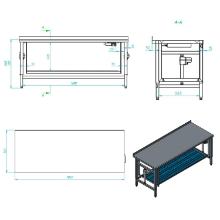 Work table SS 1800x700x800/1000mm electric height adjust. backsplash 200W 230V product photo