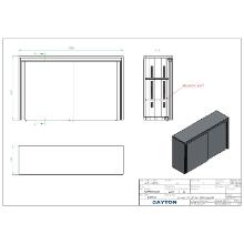 Cabinet  wallmounted SS 1080x300x660mm sliding doors middle and bottom shelf product photo