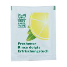 Wetwipe w/lemon scent 50x60x2mm 100% paper single pack product photo