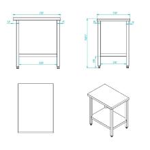 Work table SS 500x700x750mm shelf&nbsp;rounded front product photo