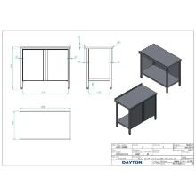 Work table SS 1080x600mm backspalsh shelf rounded product photo