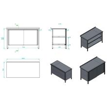 Work table SS 1450x700mm backsplash shelf&nbsp;midle shelf rounded doors product photo