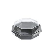 Lunchbakke Octaview grå/klar PET 823ml Ø190xH80mm m/låg product photo