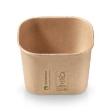 Salad bowl rect brown kraftpap w/PLA 500ml 125x105x64mm product photo