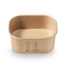 Salad bowl square brown kraftpap w/PLA 275ml 125x105x40mm product photo