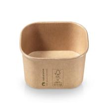Salad bowl brown kraftpaper with PLA 375ml 125x105x50mm product photo