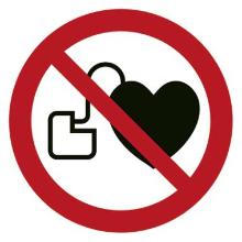 Skilt F167 Ingen adgang for personer med pacemaker &Oslash;100 vinyl product photo
