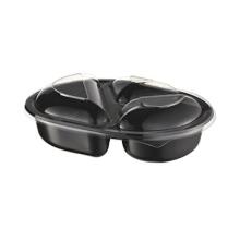 Oven tray oval black CPET 3-compartment 955ml 238x176x45mm 1551 product photo