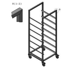 Trolley for basket dishwasher 50x50cm size 57x57x165cm product photo