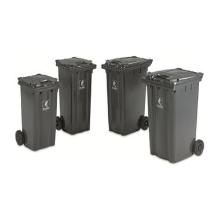 Waste container black/grey HDPE plastic 120l with 2 wheels product photo