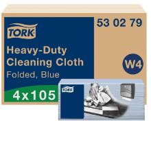 Wiping cloth Tork heavy duty Top-Pak exelCLEAN W4 blue 415x355mm product photo