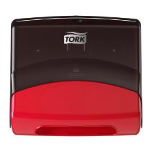 Dispenser aft&oslash;rringspapir Tork Top-Pak W4 r&oslash;d/sort plast product photo