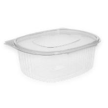 Container w. hinged lid oval rPET clear 208x182x76mm 1500ml product photo
