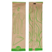 Cutlery set Verive 4 in 1 wax treated birchwood knife/fork/spoon/napkin brown product photo