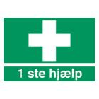 Skilt H400 F&oslash;rstehj&aelig;lp 210x297 plast product photo