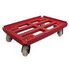 Dolly with beams 610x410mm red plastic with 4 swivel wheels product photo