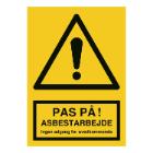 Skilt Asbestarbejde A4 210x297 plast product photo