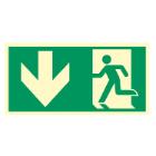 Sign 132.007 Escape route down 200x400 luminescent vinyl product photo