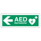 Sign Hjertestarter AED with left arrow 105x297mm plastic product photo