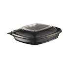 Bæger Squarepack kvad sort/klar PET 150ml 130x127x30mm m/låg product photo