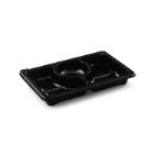 Plasttray black rPET 250x166x33mm Tapas 3-comp product photo