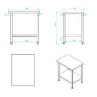 Work table SS 500x700x750mm shelf&nbsp;rounded front product photo