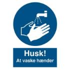 Skilt P218 Husk at vaske h&aelig;nder 148x210 vinyl product photo
