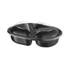 Oven tray oval black CPET 3-compartment 955ml 238x176x45mm 1551 product photo