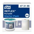 Dispenser h&aring;ndkl&aelig;derulle Tork Reflex transportabel M4 turkis/hvid plast product photo