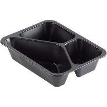 Duni plastic meal box PP rectangle 3-comp. 22.7x17.8x5 cm 235/325/530 cc black product photo