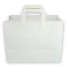 Papieren draagtas met platte hengsels 32+17x27 cm wit Productfoto